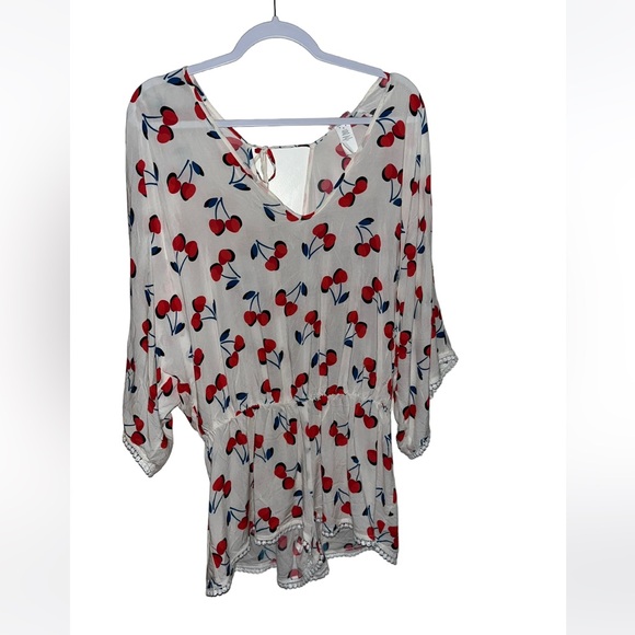 Kate Spade New York Women's Medium Cherry Toss Romper Coverup - Picture 4 of 6